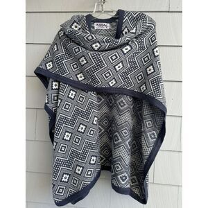 Alpafina Alpaca Peru Blue Grey Diamond Pattern Shawl Wrap One Size Fits Most